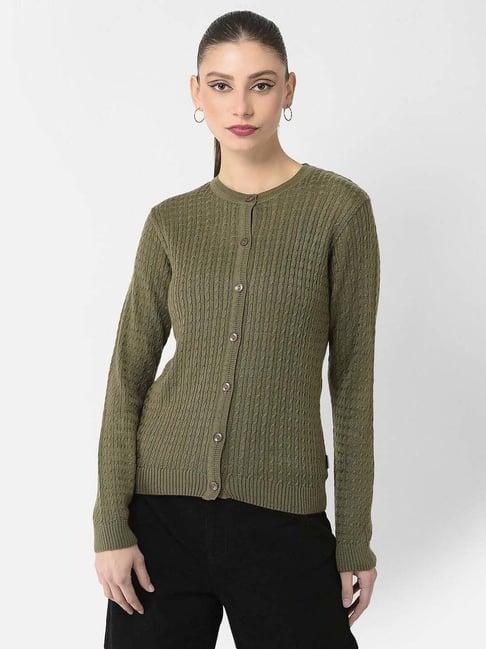 crimsoune club olive green knitted cardigan