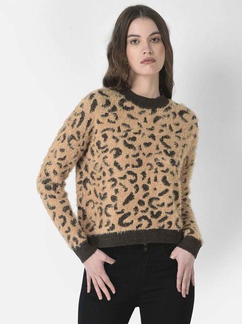 crimsoune club brown animal print sweater