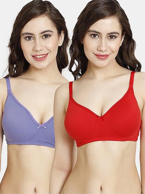 rosaline by zivame red & purple t-shirt bra