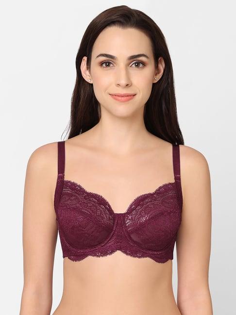 wacoal wine lace half coverage everyday bra