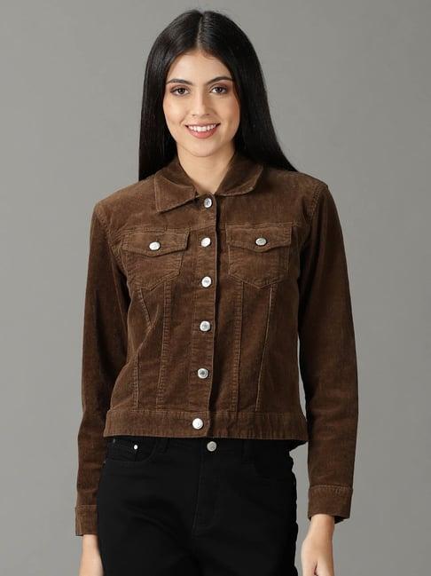 showoff coffee brown denim jacket