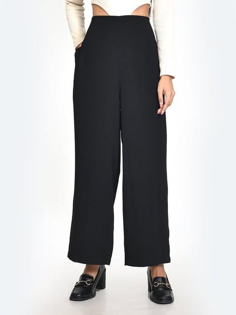 zink london black regular fit high rise trousers