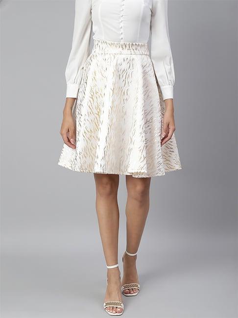 cation white printed a-line skirt