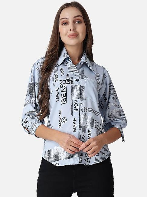 cation blue printed shirt