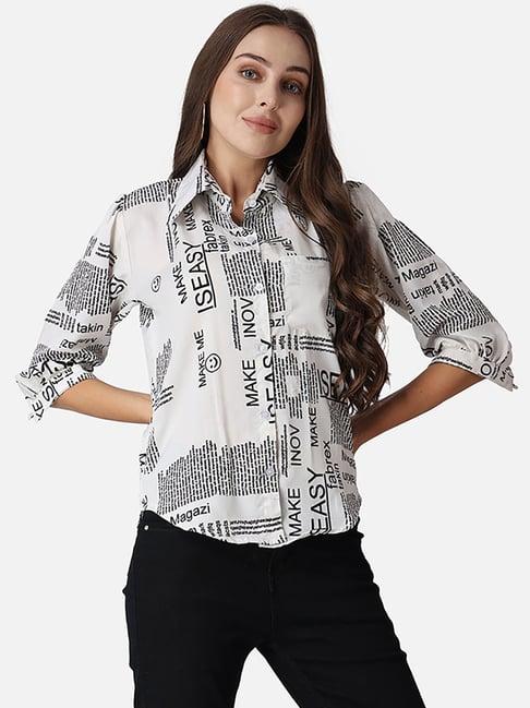 cation white printed shirt