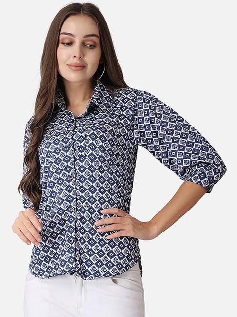 cation blue printed shirt