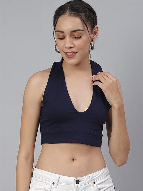 cation navy fitted crop top