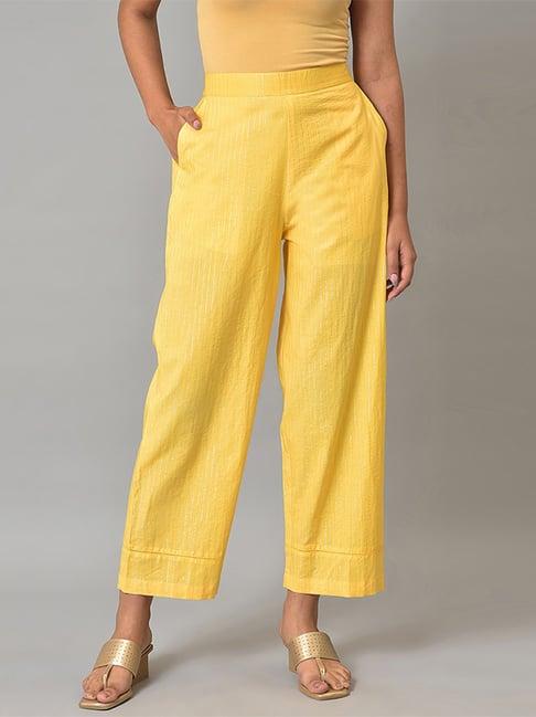 aurelia yellow cotton striped palazzos