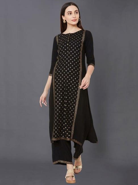 skylee black printed straight kurta