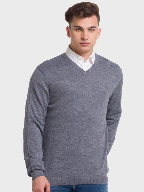 colorplus grey tailored fit texture sweaters