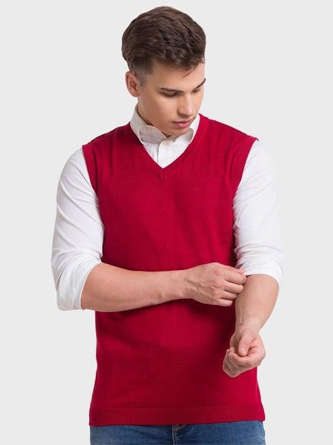 colorplus red regular fit sweaters