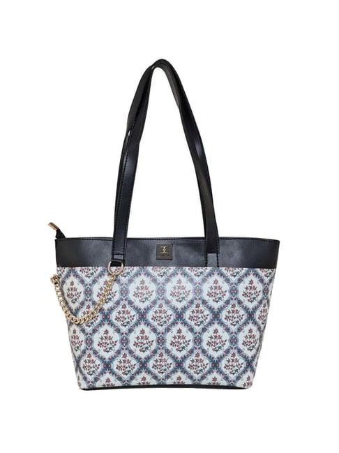 esbeda grey printed small tote handbag