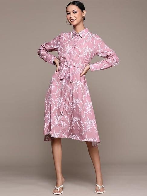 ziyaa purple floral print a-line dress