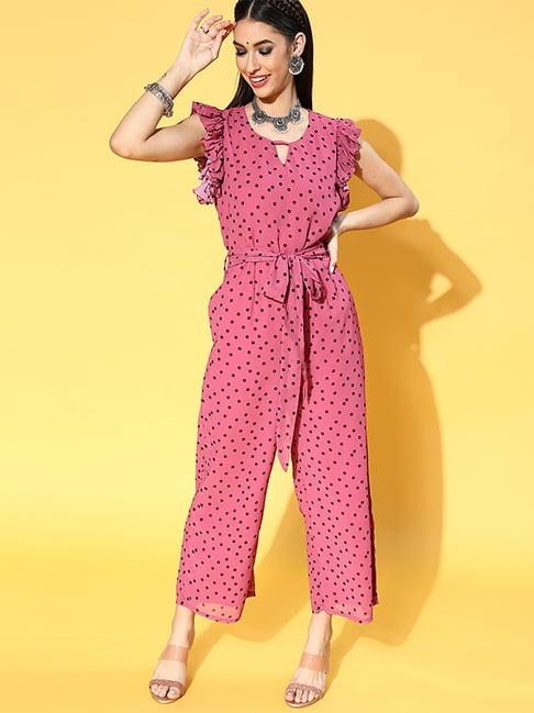 ziyaa pink polka dots jumpsuit