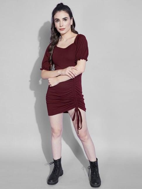 selvia maroon bodycon dress