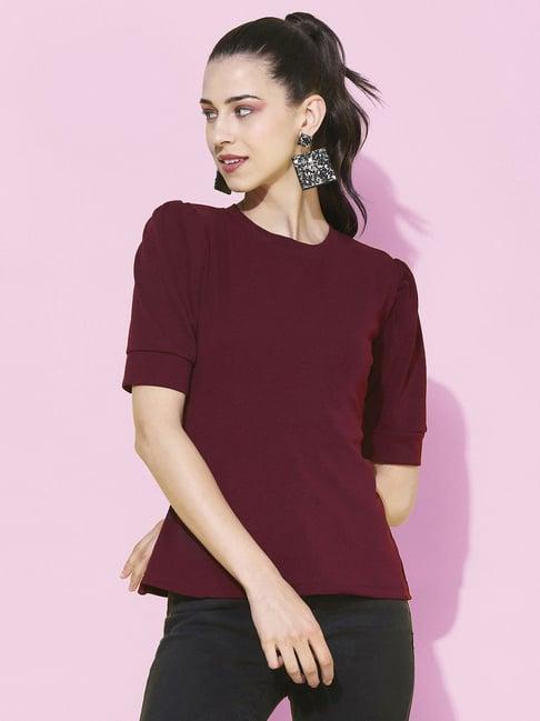 selvia maroon short sleeve top