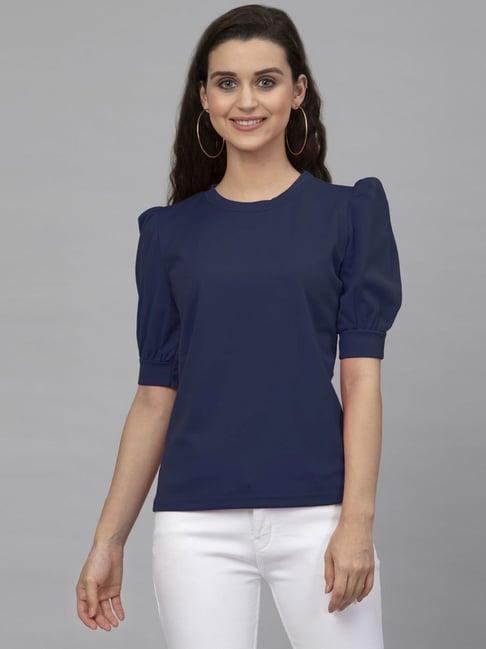 selvia navy short sleeve top