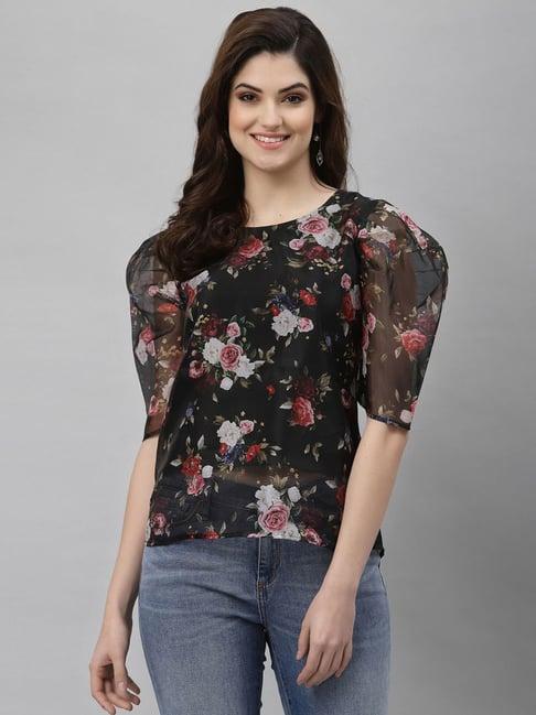 selvia black floral print top