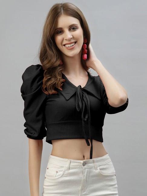 selvia black short sleeve crop top