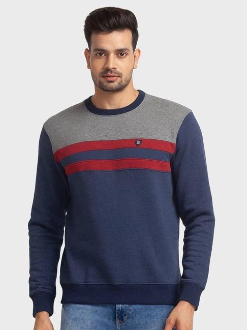 colorplus blue tailored fit striped sweatshirt