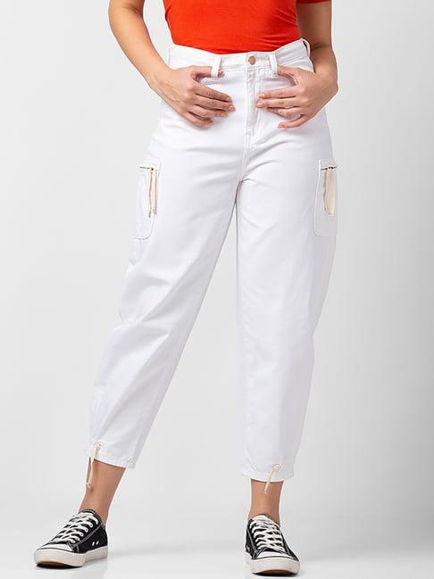 spykar white baggy fit high rise jeans