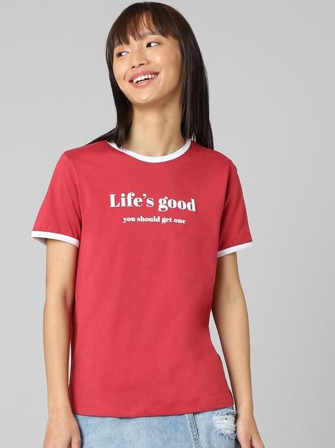 only red cotton graphic print t-shirt