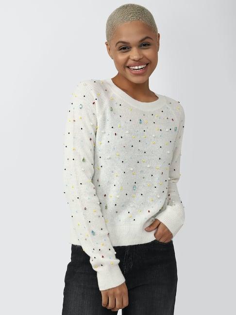 forever 21 white embellished sweatshirt