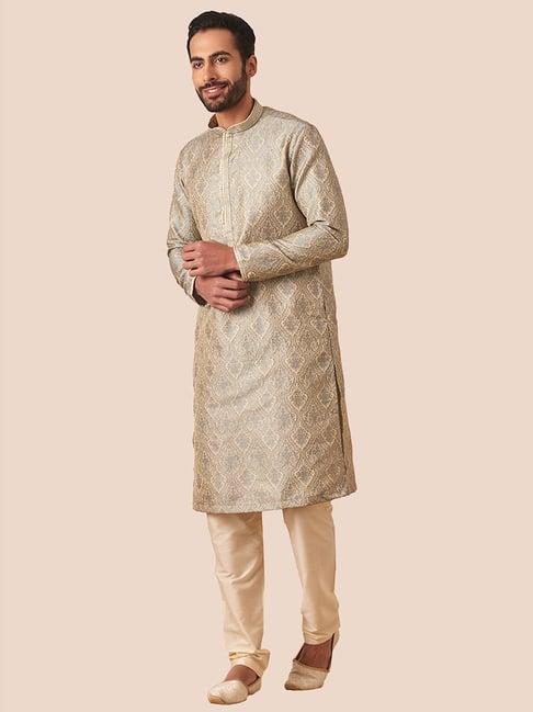 manyavar multicolor regular fit printed kurta & pyjamas set