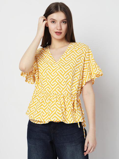 vero moda yellow printed top