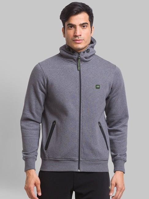 parx grey regular fit heathered hooded sweatshirt