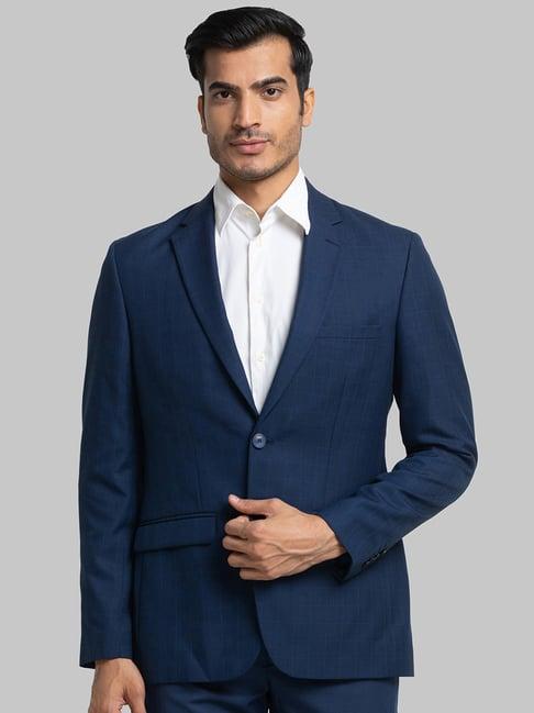 raymond blue regular fit checks two piece suit