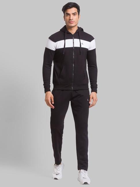 parx black & white regular fit colour block tracksuit