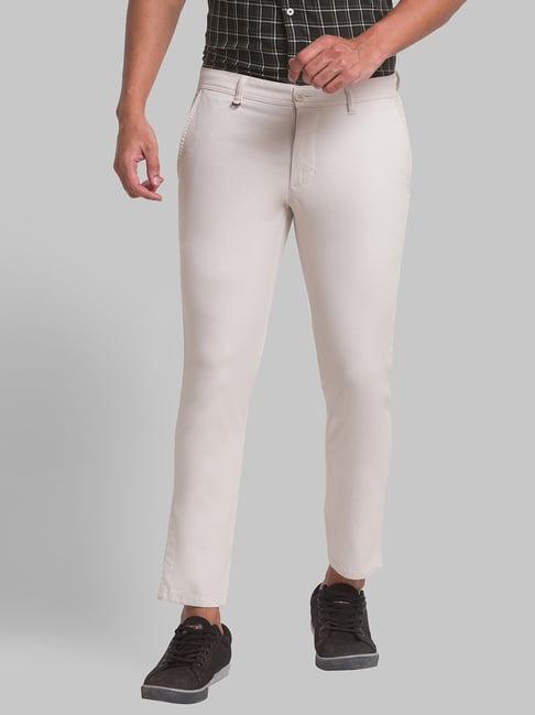 parx beige super slim fit trousers