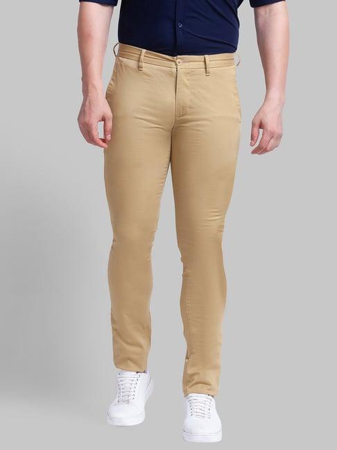 parx khaki super slim fit trousers