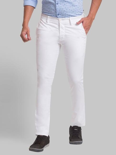 parx white super slim fit trousers