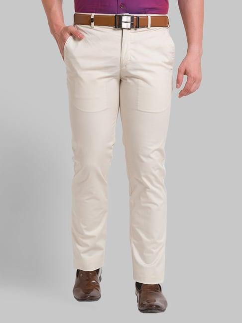 park avenue beige super slim fit trousers