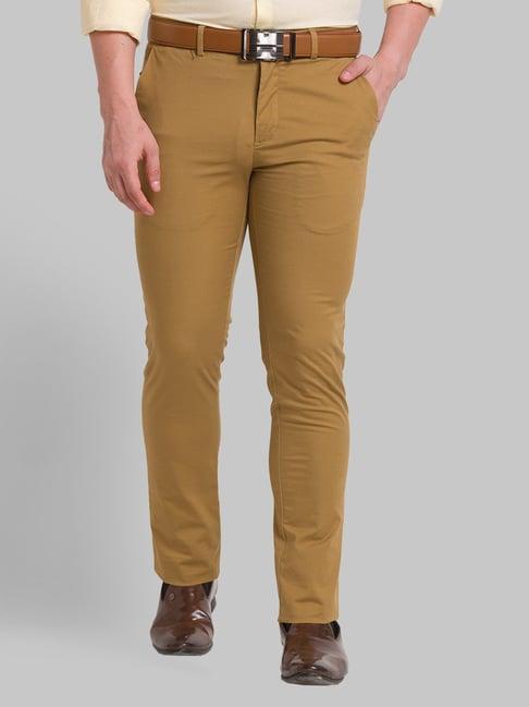 park avenue khaki regular fit trousers