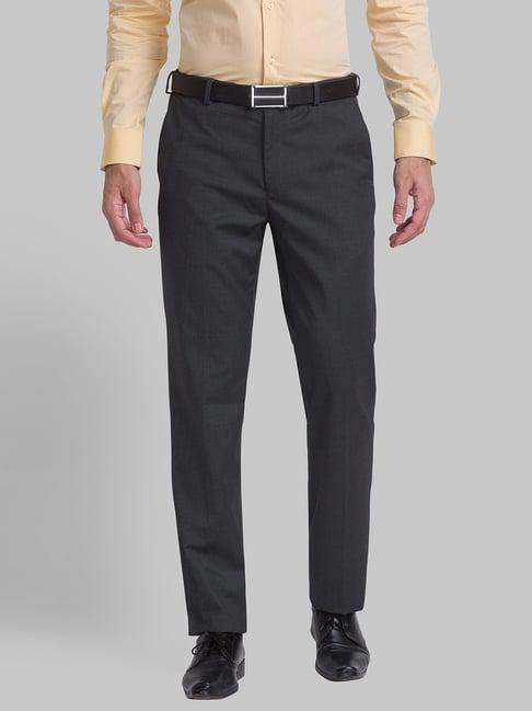 raymond grey regular fit trousers