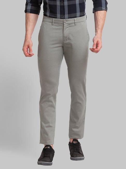 parx green tapered fit printed trousers