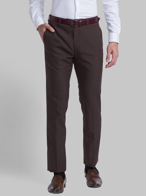 raymond brown regular fit checks trousers