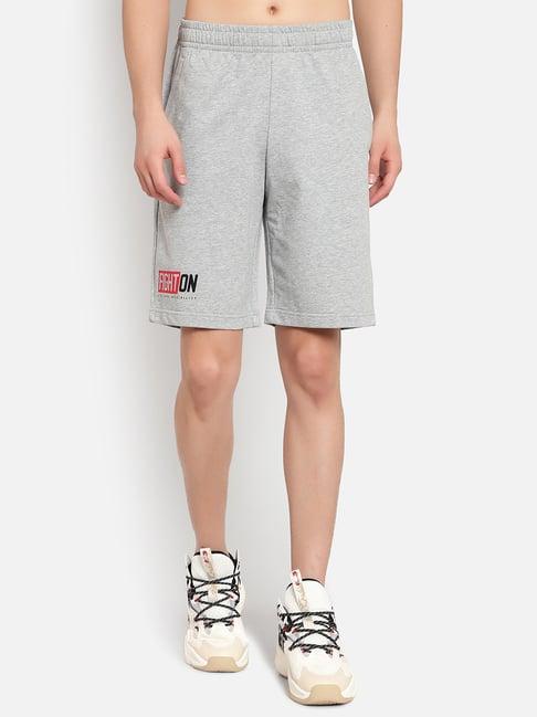 anta grey regular fit printed shorts