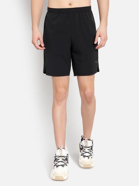 anta black regular fit sports shorts