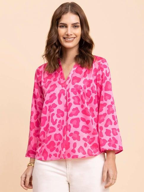 fablestreet fuchsia animal print top