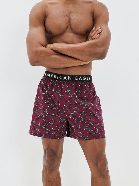 american eagle men burgundy x-mas lights stretch boxer short