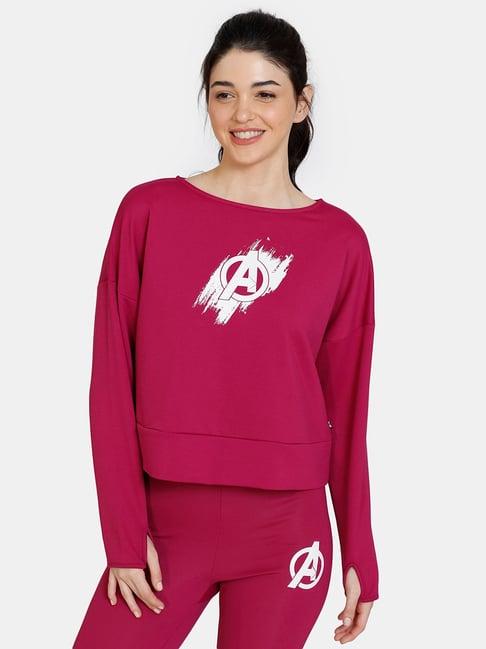 zelocity by zivame wine graphic print top