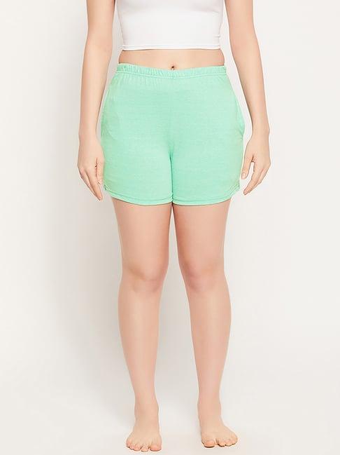 clovia green cotton lounge shorts