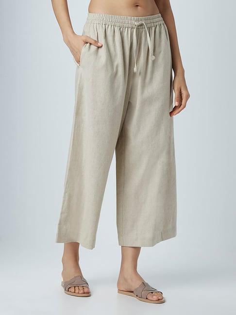 zuba by westside beige wide-leg palazzos