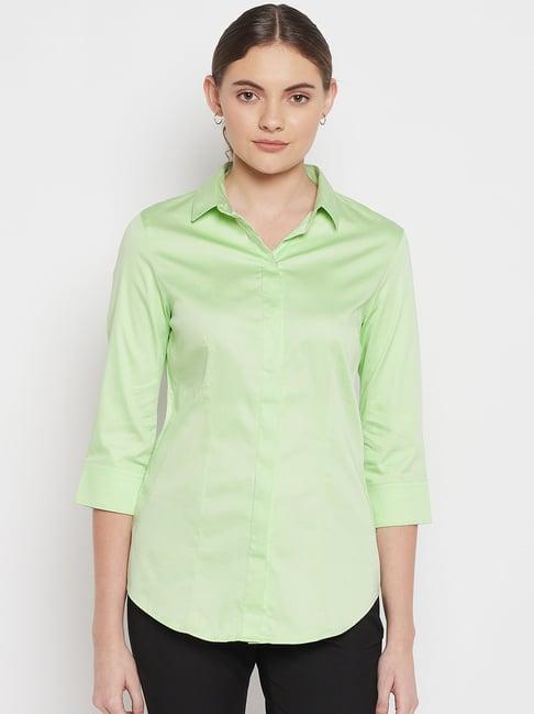 crozo by cantabil green cotton shirt