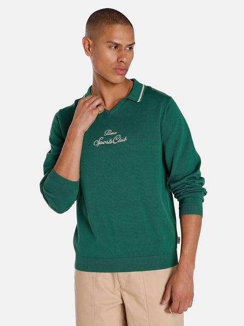 puma green cotton relaxed fit sweater