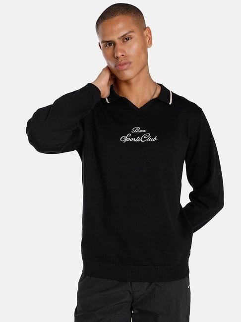 puma black cotton relaxed fit sweater